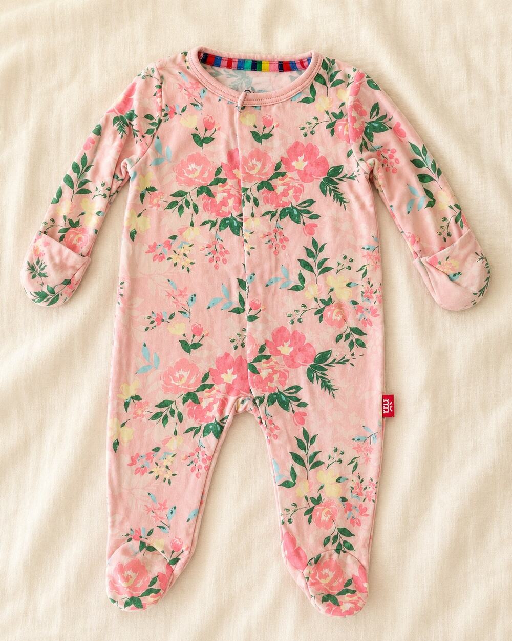 Magnetic Me Preemie Pink Floral Modal Magnetic Footie Sleeper Baby 5 lb